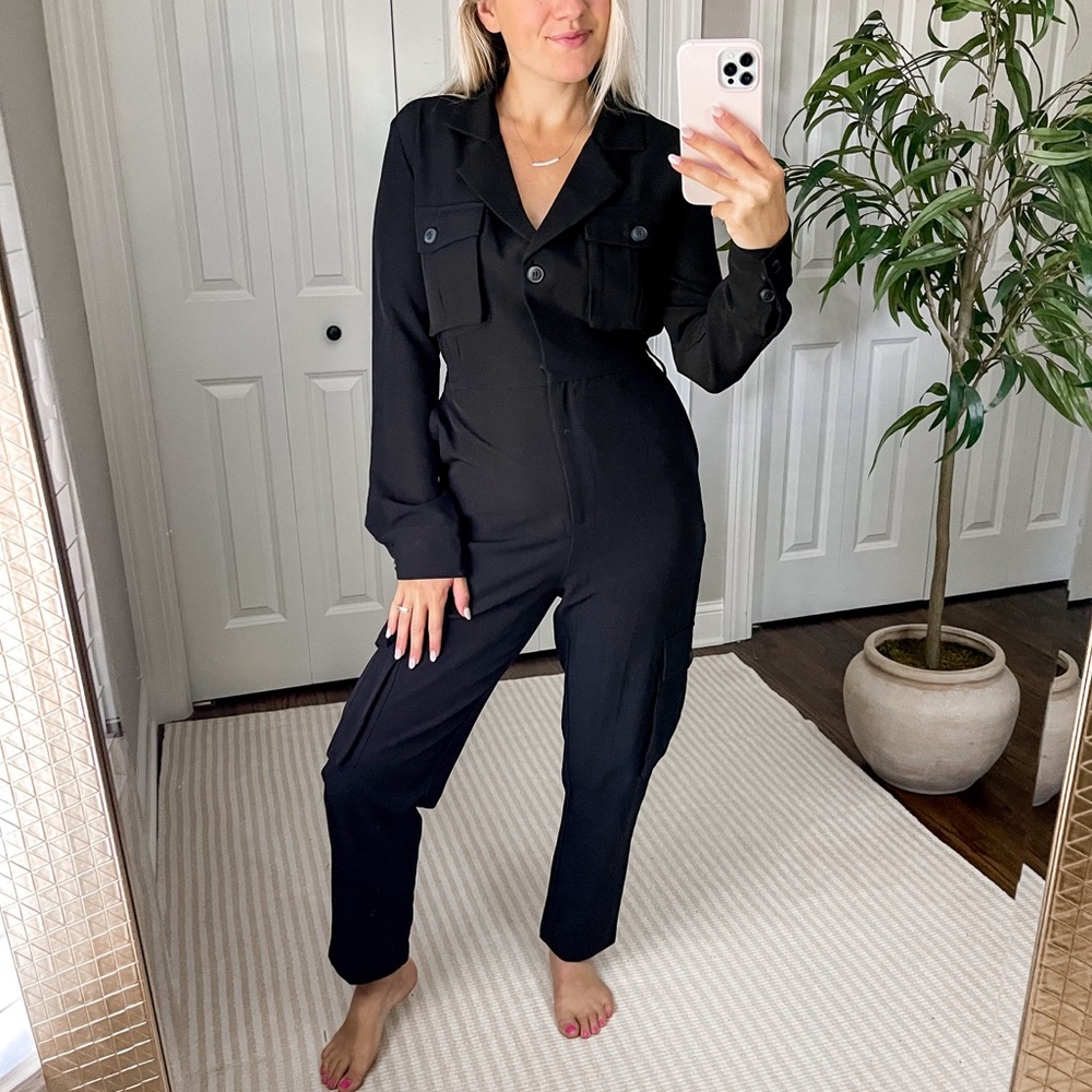 BARDOT Bethany Button Front Pantsuit in Black - Retail $135